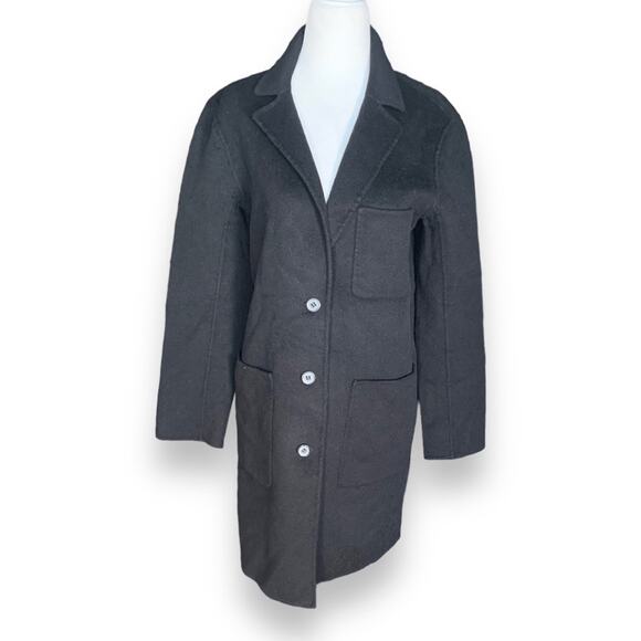 Rebecca Minkoff Dark Charcoal Wool Blend Coat Patch Pockets Small Minimalist - Picture 9 of 9